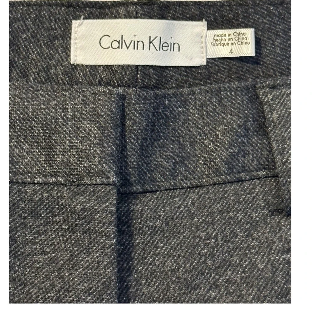 Calvin Klein Women's Slim Fit Heathered Charcoal Gray Dress‎ Pants Size 4